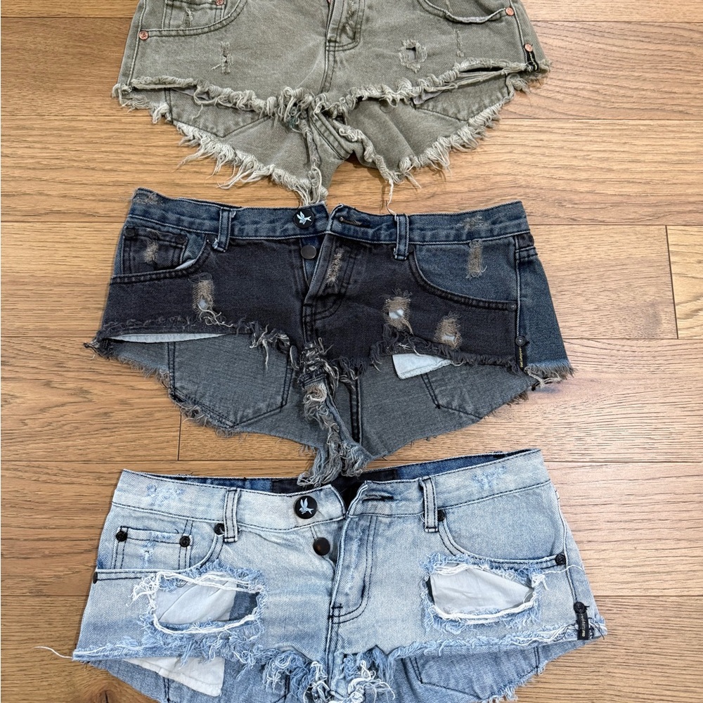 3 pairs of One Teaspoon Distressed Denim Shorts